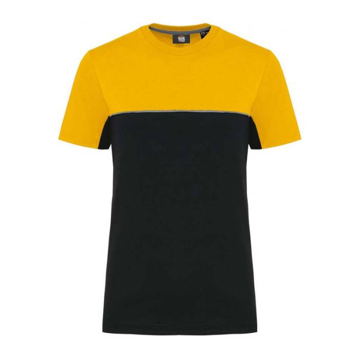 UNISEX ECO-FRIENDLY SHORT SLEEVE TWO-TONE T-SHIRT - Black/Yellow<br><small>EA-WK304BL/YE-2XL</small>