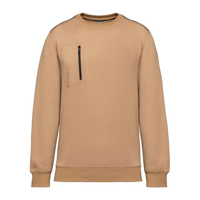 UNISEX DAYTODAY CONTRASTING POCKET SWEATSHIRT - Camel/Black<br><small>EA-WK403CA/BL-L</small>