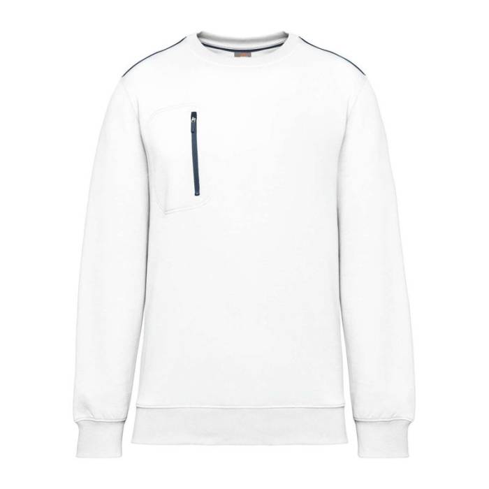 UNISEX DAYTODAY CONTRASTING POCKET SWEATSHIRT - White/Navy<br><small>EA-WK403WH/NV-2XL</small>