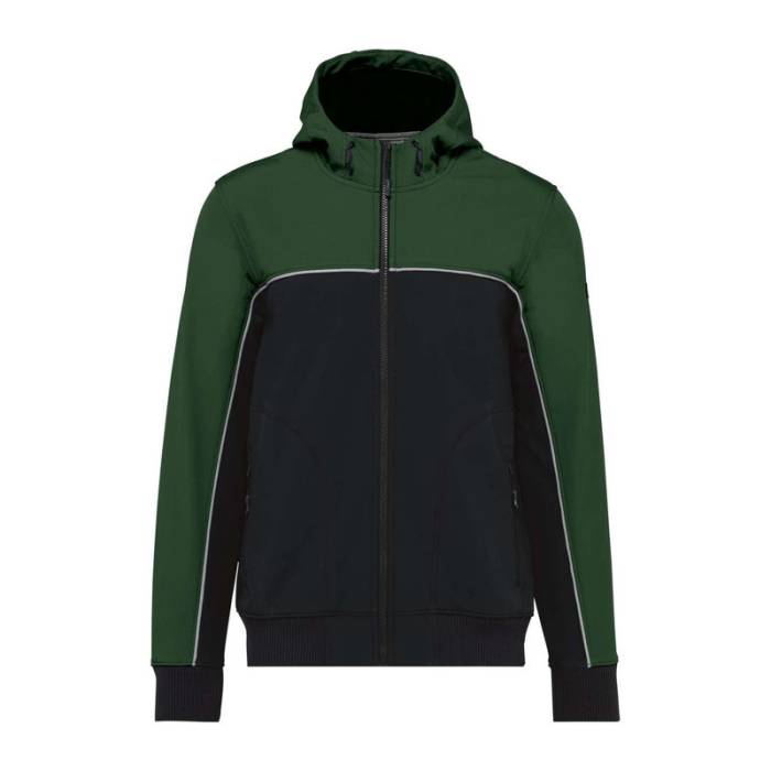 UNISEX 3-LAYER TWO-TONE BIONIC SOFTSHELL JACKET - Black/Forest Green<br><small>EA-WK450BL/FO-2XL</small>