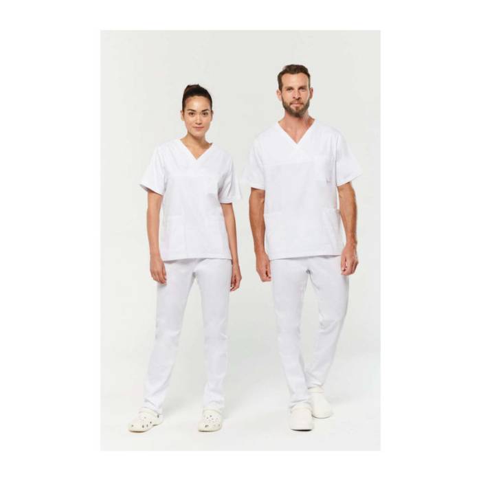 UNISEX SHORT SLEEVE COTTON TUNIC - White<br><small>EA-WK504WH-3XL</small>