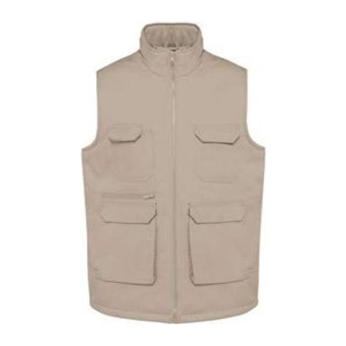 UNISEX PADDED MULTI-POCKET POLYCOTTON VEST - Beige<br><small>EA-WK607BE-2XL</small>