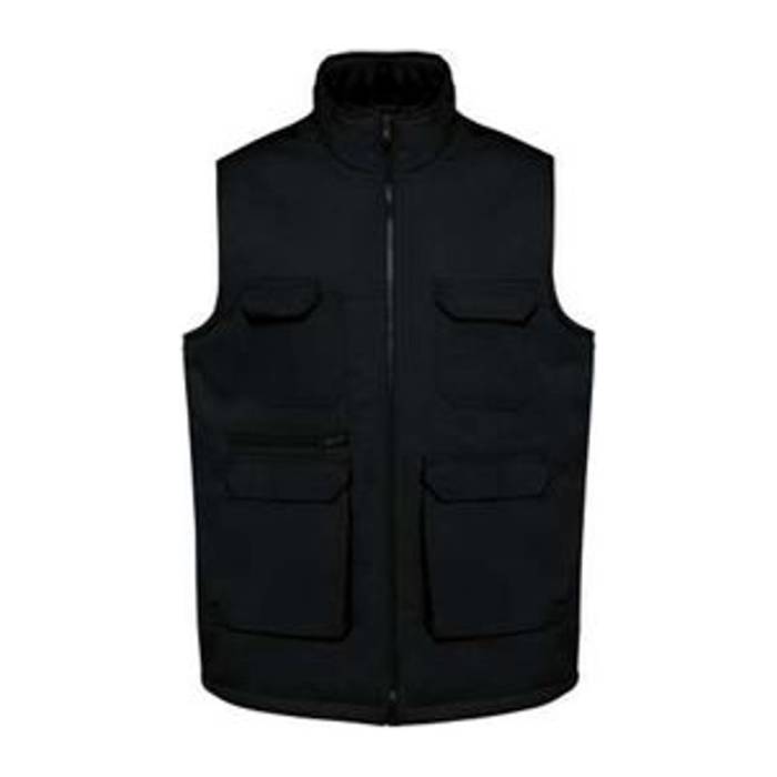 UNISEX PADDED MULTI-POCKET POLYCOTTON VEST - Deep Black<br><small>EA-WK607BL-2XL</small>