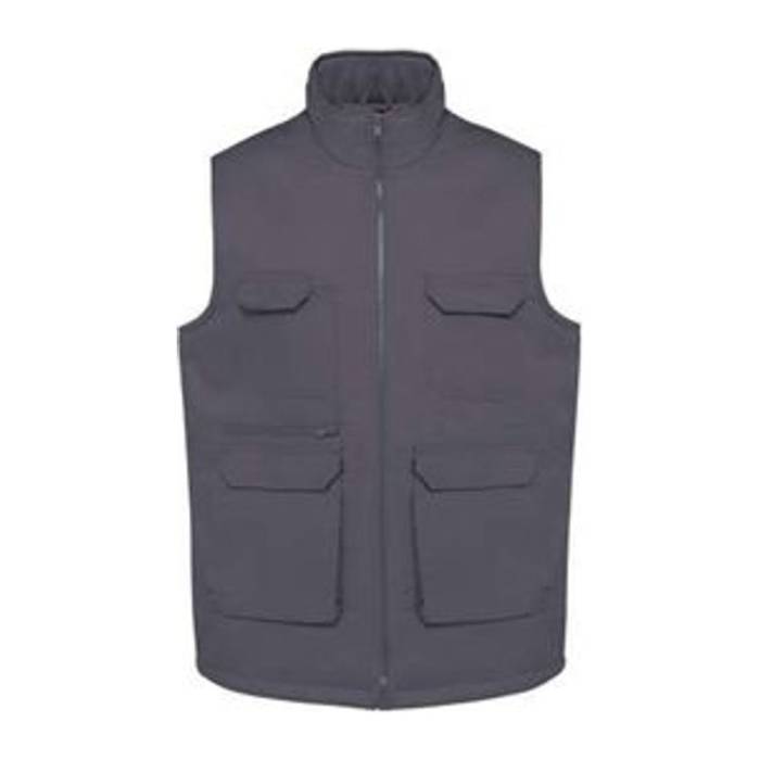 UNISEX PADDED MULTI-POCKET POLYCOTTON VEST - Convoy Grey<br><small>EA-WK607CVG-2XL</small>