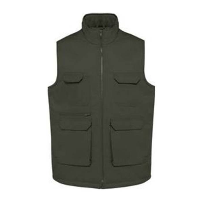 UNISEX PADDED MULTI-POCKET POLYCOTTON VEST - Dark Khaki<br><small>EA-WK607DKH-2XL</small>