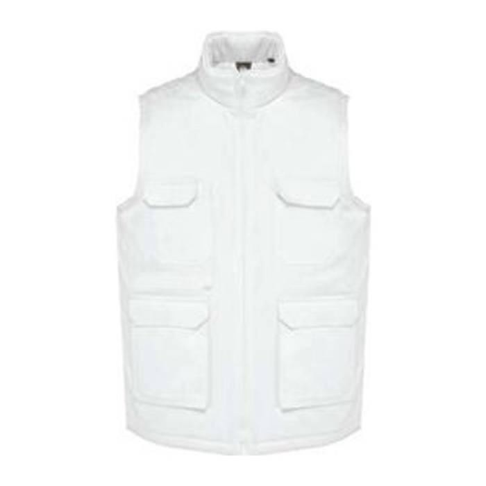 UNISEX PADDED MULTI-POCKET POLYCOTTON VEST - White<br><small>EA-WK607WH-2XL</small>