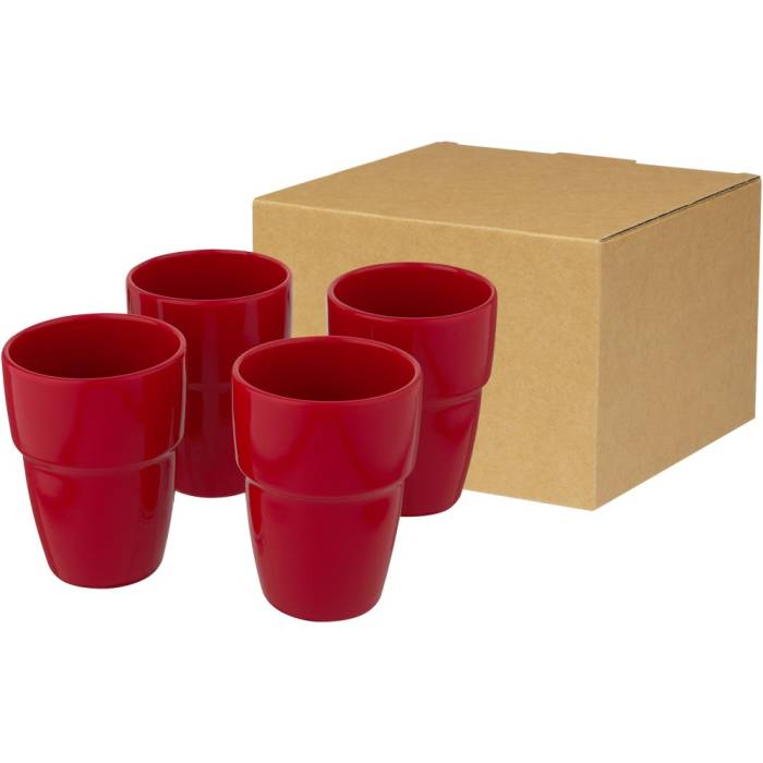 Staki 4 darabos kerámia pohárszett, piros - piros<br><small>GO-10068621</small>