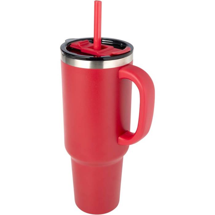 Sydney RCS duplafalú pohár szívószállal, 1200 ml, piros...