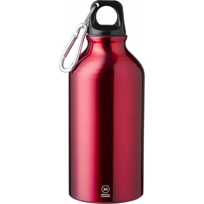 Újraalumínium sportpalack, 400 ml, piros