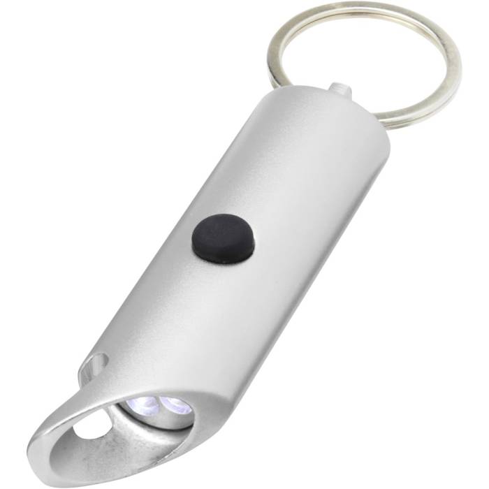 Flare LED lámpa és üvegnyitó kulcstartó, ezüst