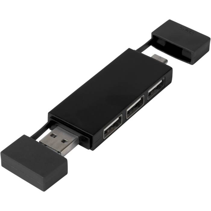 Mulan dual USB 2.0 hub, fekete