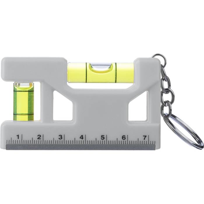 Kulcstartó vízmértékkel, újrahasznosított ABS, fehér - fehér...<br><small>GO-1267826-02</small>