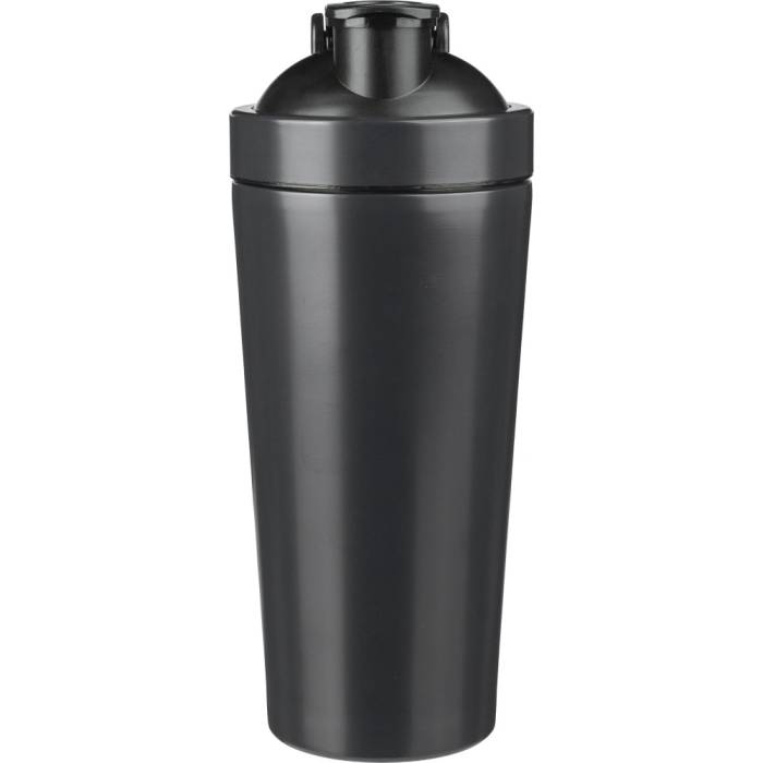 Újraacél sportpalack és shaker, szimplafalú, 750 ml, feket...