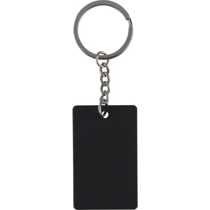 Újraacél négyszög kulcstartó, fekete