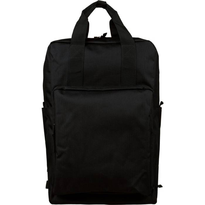 Hátizsák, 900D újra-poliészter, fekete - fekete<br><small>GO-1351339-01</small>