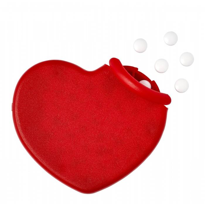 Cukorka szív alakú dobozban, piros