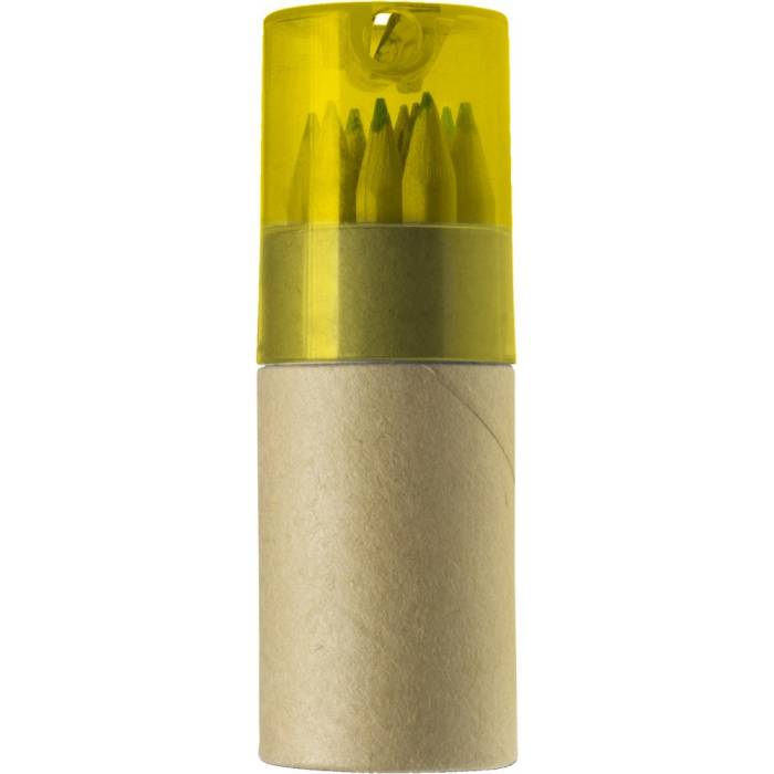12 db-os fa színesceruza készlet, sárga/natúr - sárga/natúr<br><small>GO-2495-06</small>