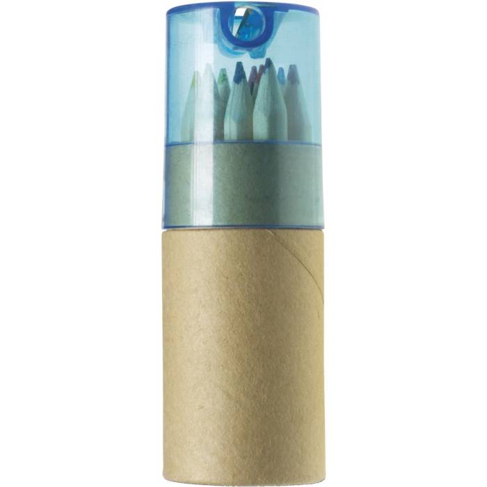 12 db-os fa színesceruza készlet, kék/natúr - kék/natúr<br><small>GO-2495-18</small>