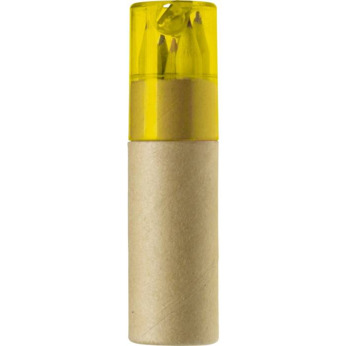 6 db-os fa színesceruza készlet, sárga/natúr - sárga/natúr<br><small>GO-2497-06</small>