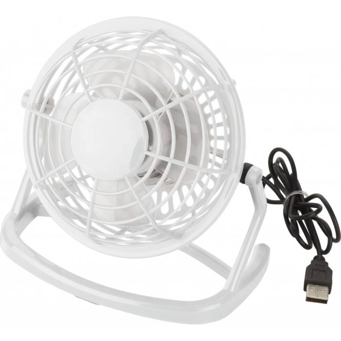 Műanyag asztali ventilátor USB csatlakozóval, fehér