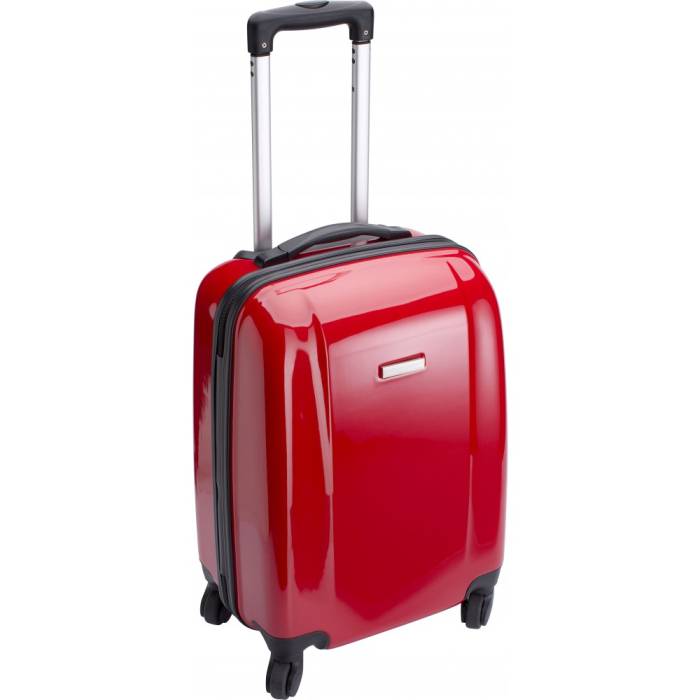 Gurulós bőrönd, piros