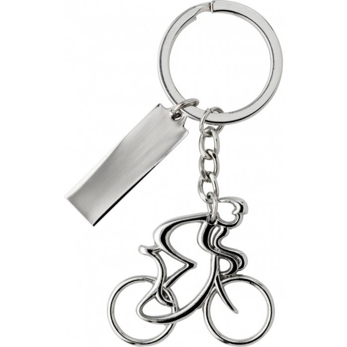 Biciklis alakú, nikkelezett fém kulcstartó, ezüst - ezüst<br><small>GO-6025-32</small>