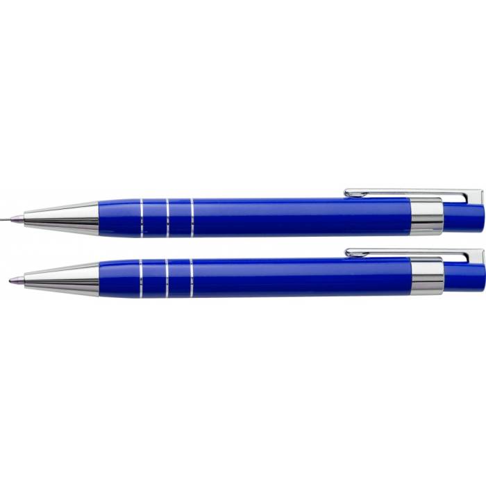 Lakkozott tollkészlet, fekete tollbetéttel, tolltartóval,  - kék...<br><small>GO-6633-05</small>