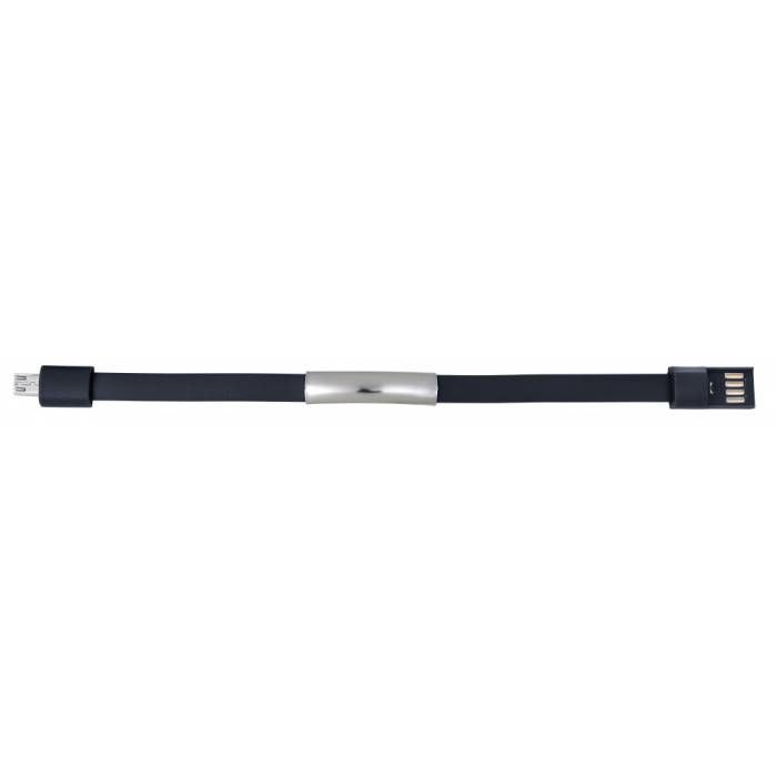 USB-s szilikon karpánt fém lappal, fekete - fekete<br><small>GO-7878-01</small>