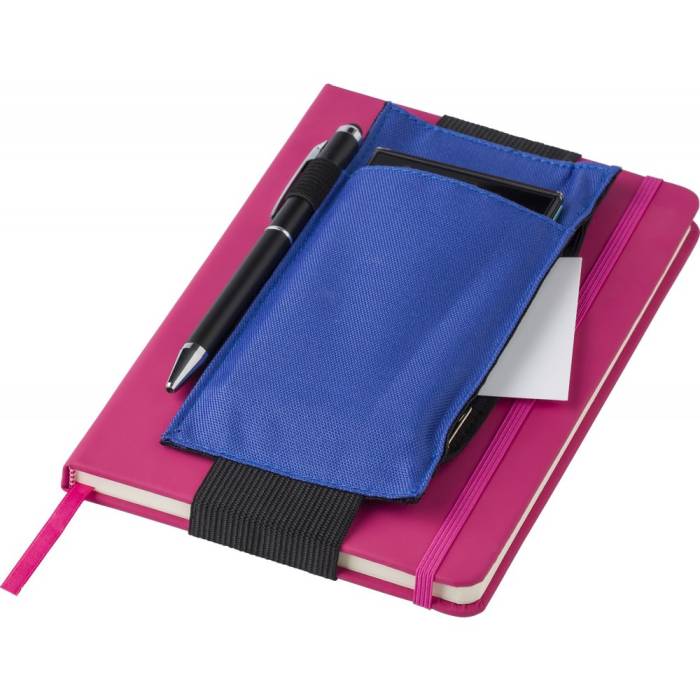 Jegyzetfüzetre erősíthető telefon- és tolltartó, kék...