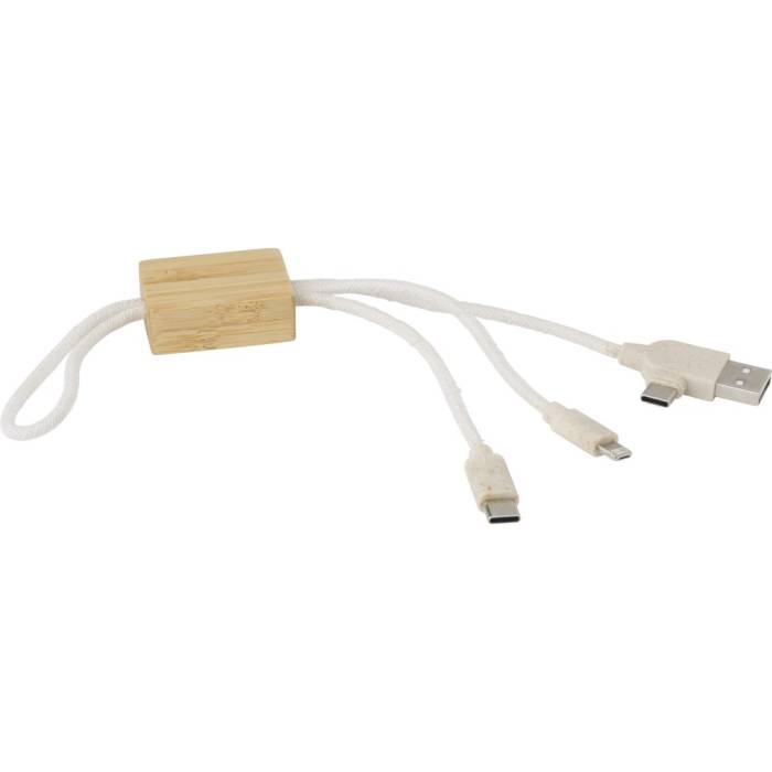 USB töltőkábel és kulcstartó, barna