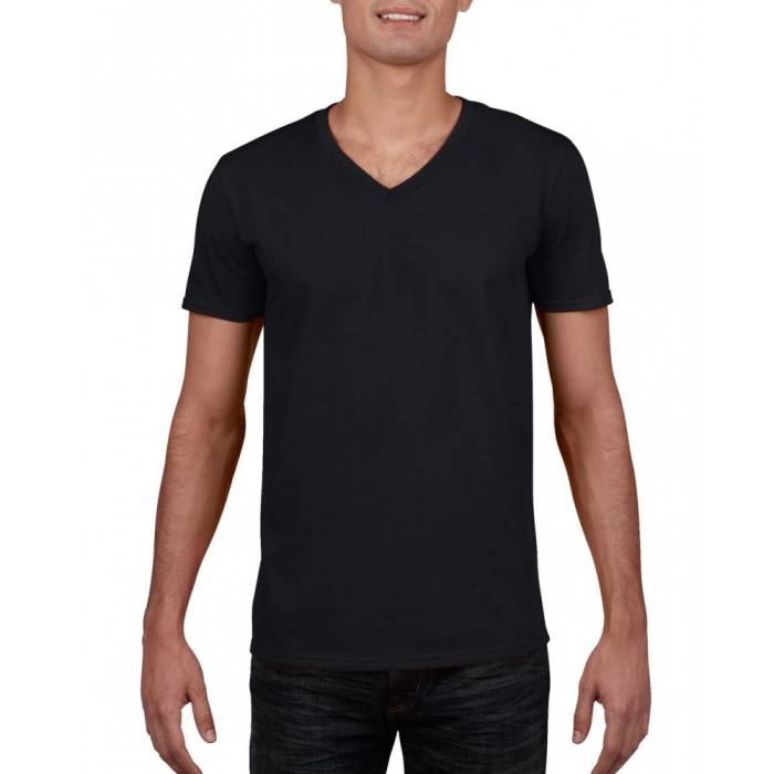 Gildan SoftStyle férfi V-nyakú póló, Black, S