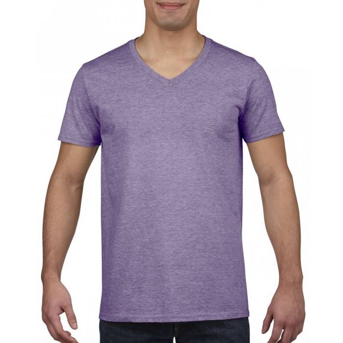 Gildan SoftStyle férfi V-nyakú póló, Heather Purple, S - Heather Purple<br><small>GO-GI64V00HPU-1</small>