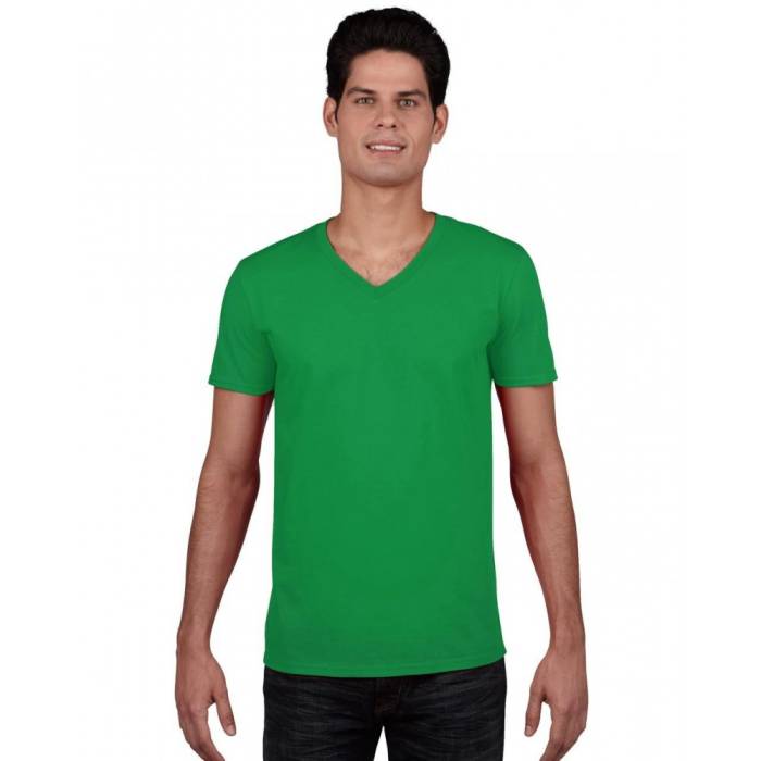 Gildan SoftStyle férfi V-nyakú póló, Irish Green, 2XL
