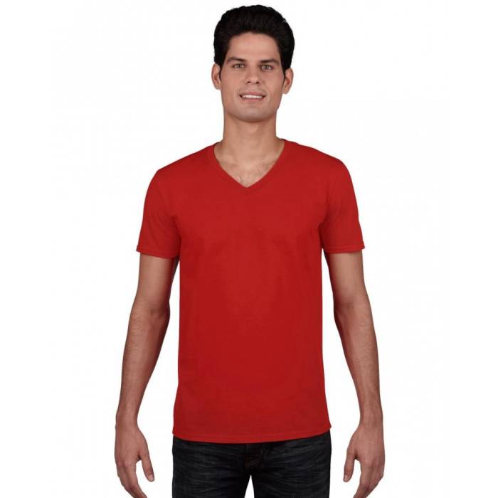 Gildan SoftStyle férfi V-nyakú póló, Red, S