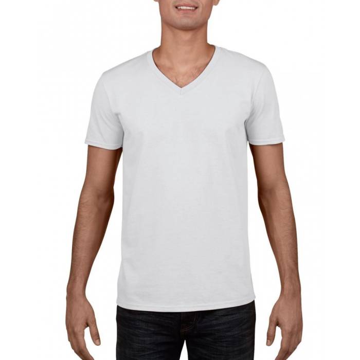 Gildan SoftStyle férfi V-nyakú póló, White, S