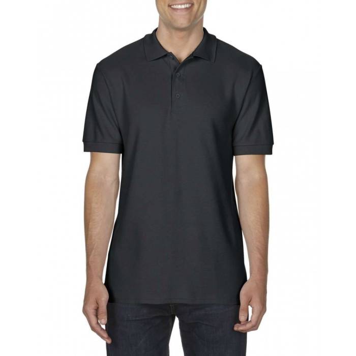 Gildan Premium férfi duplapiké póló, Black, M