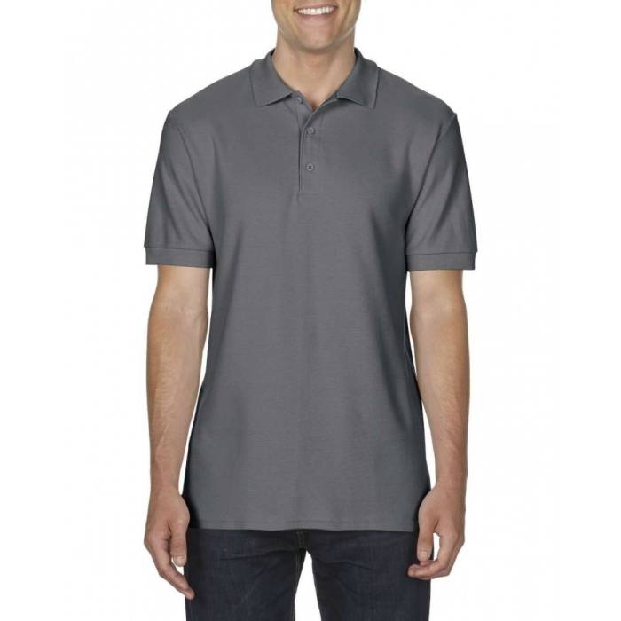 Gildan Premium férfi duplapiké póló, Charcoal, 2XL