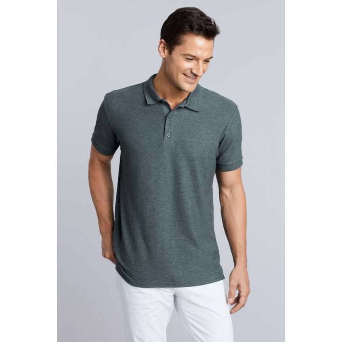 Gildan Premium férfi duplapiké póló, Coral Silk, S
