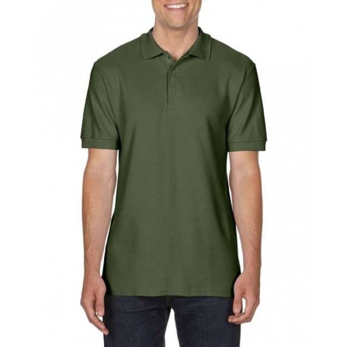 Gildan Premium férfi duplapiké póló, Military Green, M