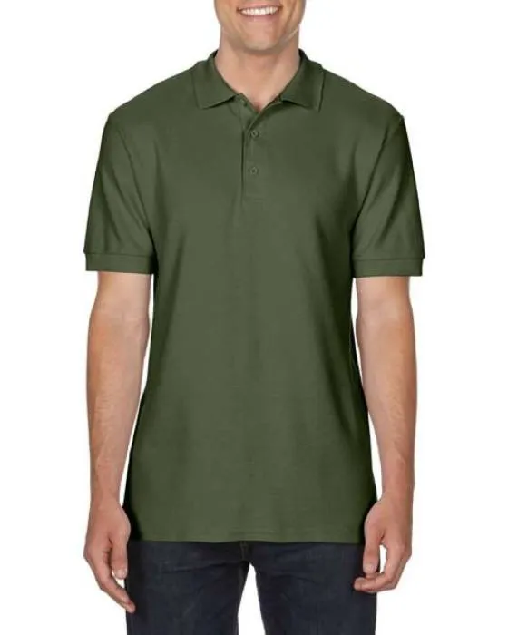 Gildan Premium férfi duplapiké póló, Military Green, L - Military Green<br><small>GO-GI85800MI-3</small>