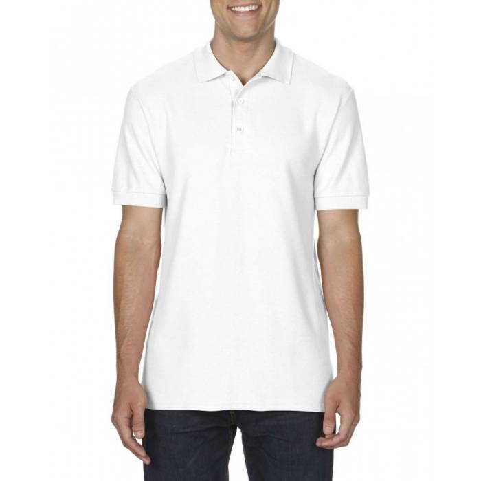 Gildan Premium férfi duplapiké póló, White, M