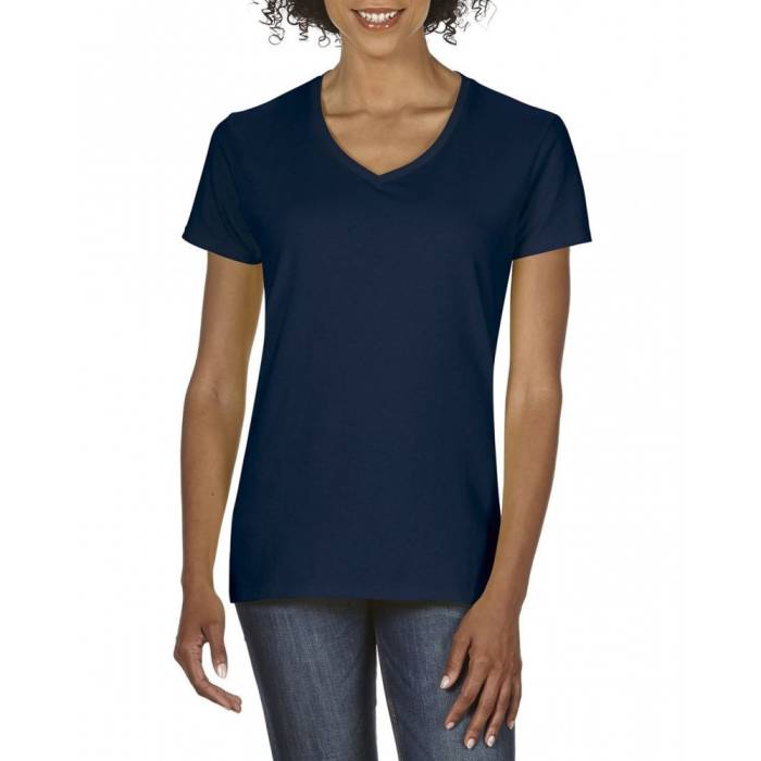 Gildan Premium női V-nyakú póló, Navy, S