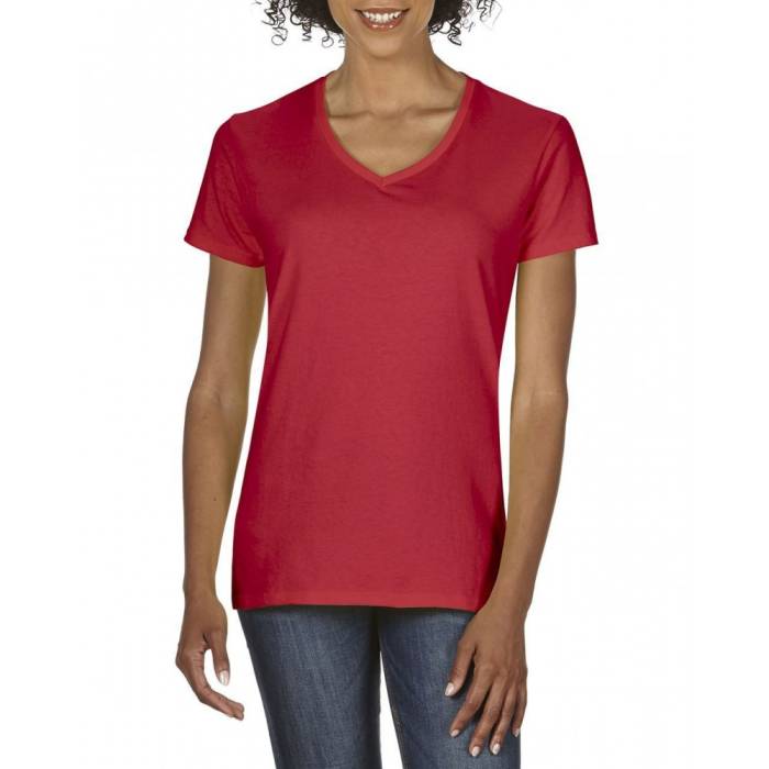 Gildan Premium női V-nyakú póló, Red, S - Red<br><small>GO-GIL4100VRE-1</small>