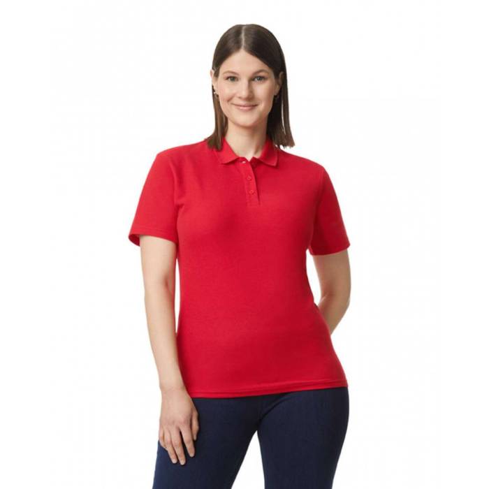 GILDAN SOFTSTYLE(r) női duplapiké póló 3 gombbal, Red, S...