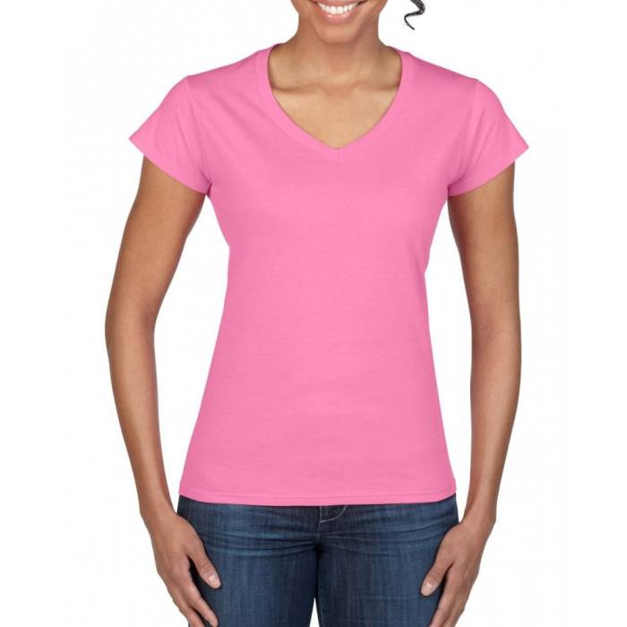 Gildan SoftStyle női V-nyakú póló, Azalea, S
