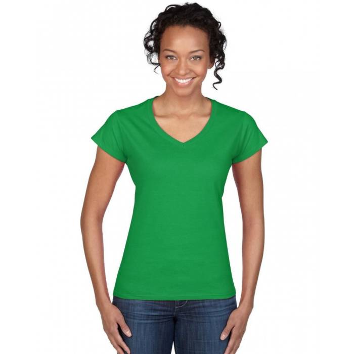 Gildan SoftStyle női V-nyakú póló, Irish Green, S