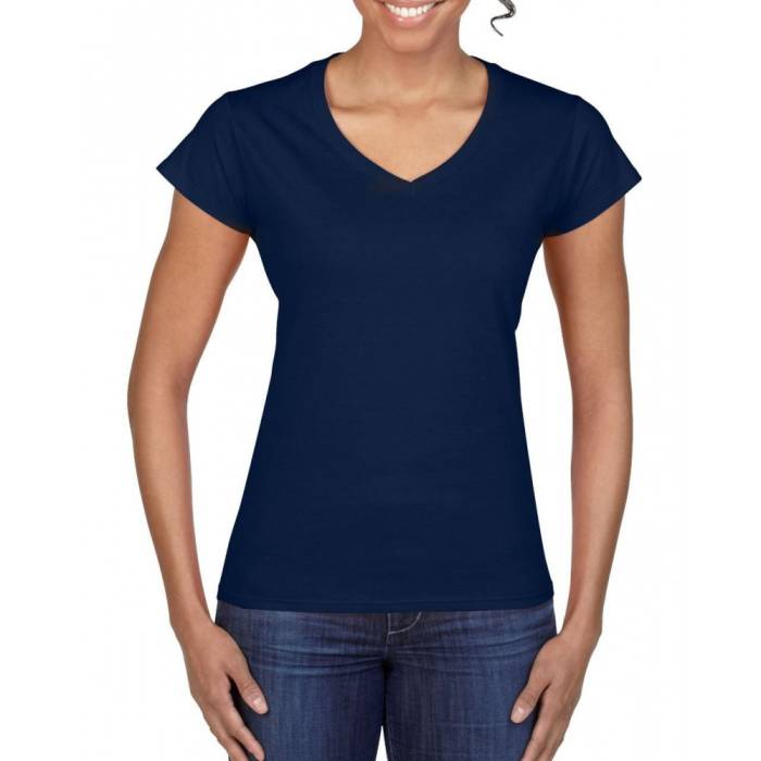 Gildan SoftStyle női V-nyakú póló, Navy, S