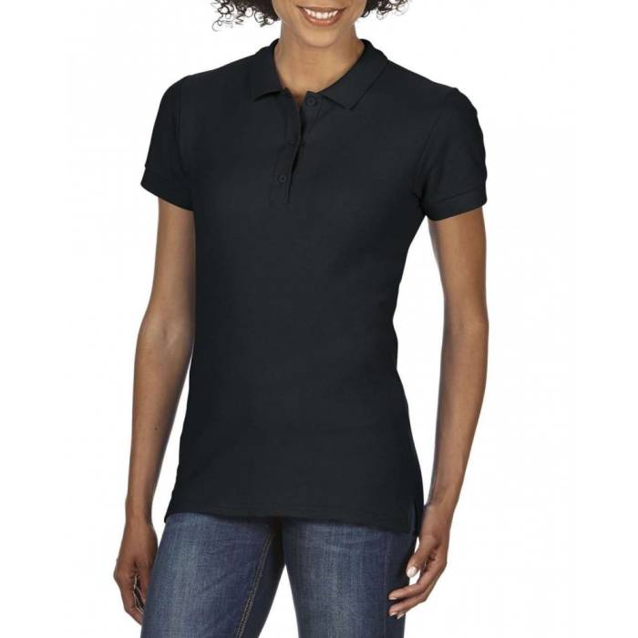 Gildan Premium női duplapiké póló, Black, XL