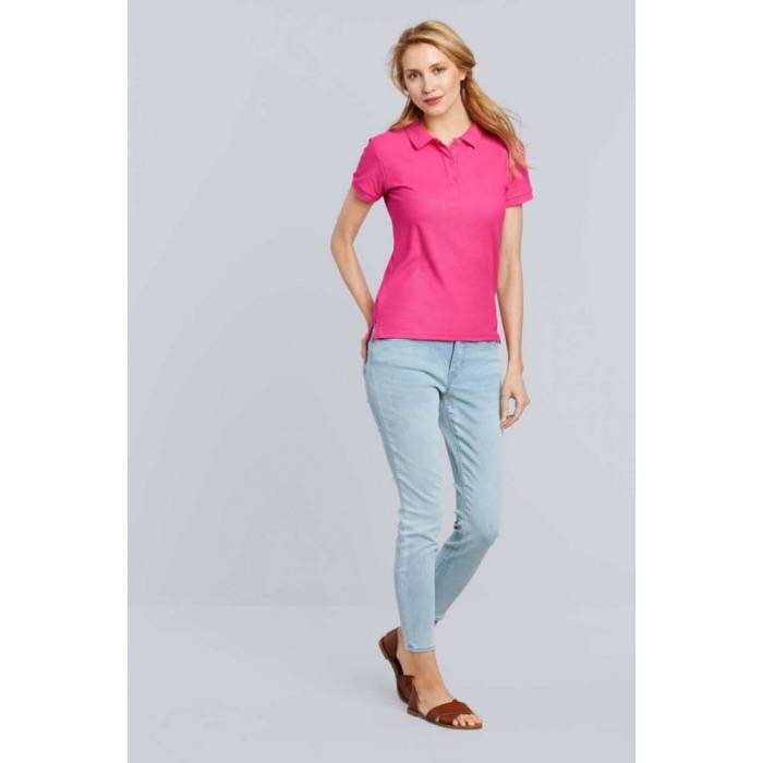 Gildan Premium női duplapiké póló, Flo Blue, S