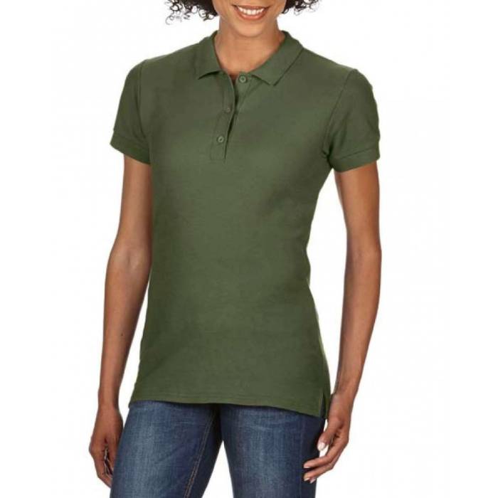 Gildan Premium női duplapiké póló, Military Green, S